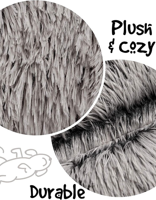Load image into Gallery viewer, Donut Dog Bed Faux Fur Fluffy Calming Sofa for Small Dogs, Soft &amp; Plush anti Anxiety Pet Couch for Dogs, Machine Washable Coco Pet Bed with Non-Slip Bottom, 23"X23"X6" Grey
