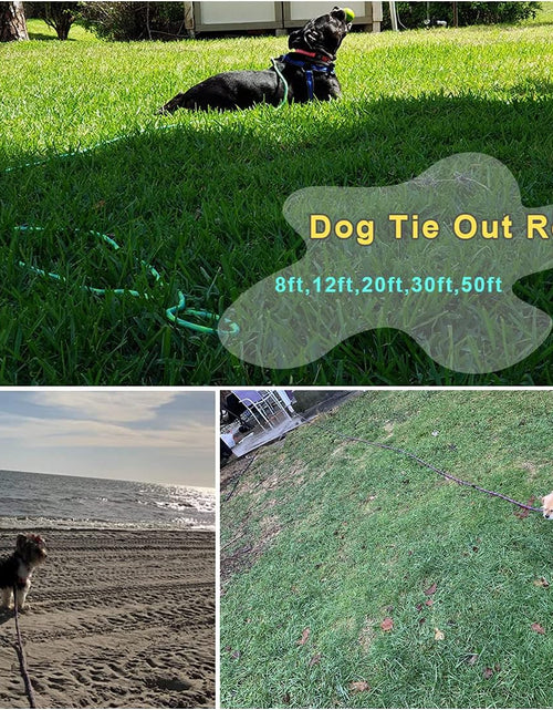 Load image into Gallery viewer, 8Ft/12Ft/20Ft/30Ft/50Ft/75Ft Dog Tie-Out Long Tether Rope Dog Leash, Outdoor Dog Yard Leash- Large Medium Small Dogs Training, Playing, Camping,Backyard
