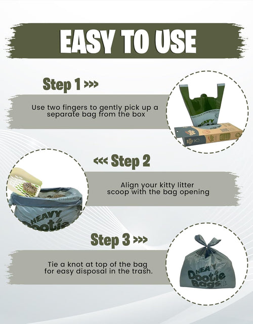Load image into Gallery viewer, HEAVY Dootie Bags® VERY LARGE Dog and Cat Waste Poop Bags. 100 Count Strong Multi-Use, Leakproof with EZ Tie Handles and Gussets. Made with Corn Starch. Fits  and Swivel Bin Pooper Scoopers.
