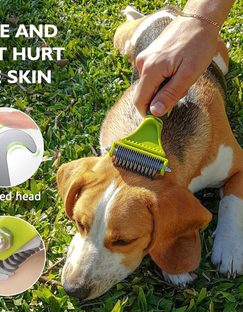 Load image into Gallery viewer, Pet Dematting Tool 2 Pack - Double Sided Undercoat Rake &amp; Dematting Comb for Detangling Matted or Knotted Undercoat Hair, Great for Medium or Long-Haired Dogs &amp; Cats
