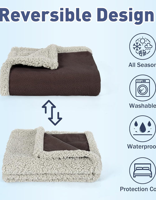 Load image into Gallery viewer, Waterproof Liquid Pee Proof Fleece Sherpa Blanket for Bed Couch Sofa, Protector Cover for Baby, Cozy Lining Throws for Camping Boating
