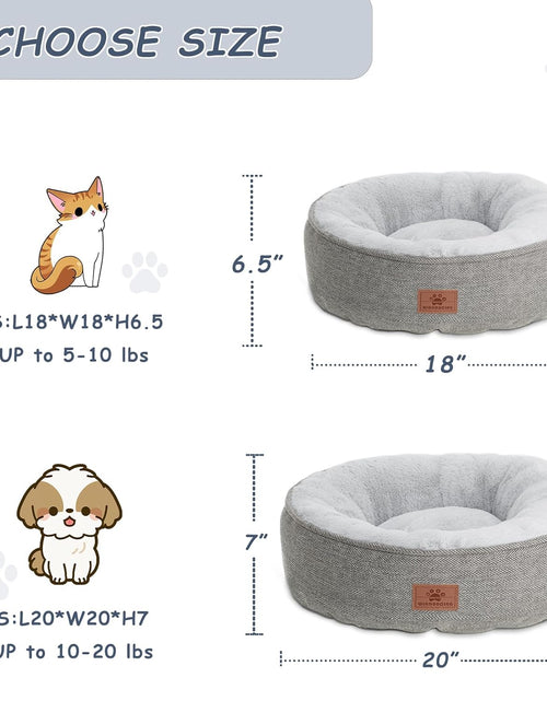 Load image into Gallery viewer, Cat Beds for Indoor Cats,Kitten Bed,Dog Bed for Extra Small Dogs Breeds,Puppy Kennel Bed, Comfy Durable Pet Sleeping Bed, Washable Roun Cat Bed &amp; Non-Slip Bottom, Size 18"L X 18"W X 6.5"Th
