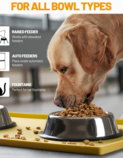 Load image into Gallery viewer, Dog Feeding Mat,Silicone Pet Food and Water Bowl Placemat,Dishwasher, High Raised Edge to Prevent Spills,Nonslip Waterproof Tray to Stop Messes on Floor (24"X16"X0.5", Yellow)
