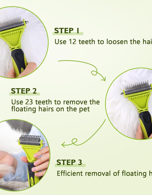 Load image into Gallery viewer, Pet Dematting Tool 2 Pack - Double Sided Undercoat Rake &amp; Dematting Comb for Detangling Matted or Knotted Undercoat Hair, Great for Medium or Long-Haired Dogs &amp; Cats
