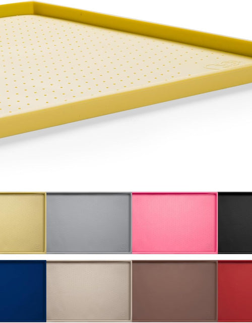 Load image into Gallery viewer, Dog Feeding Mat,Silicone Pet Food and Water Bowl Placemat,Dishwasher, High Raised Edge to Prevent Spills,Nonslip Waterproof Tray to Stop Messes on Floor (24"X16"X0.5", Yellow)
