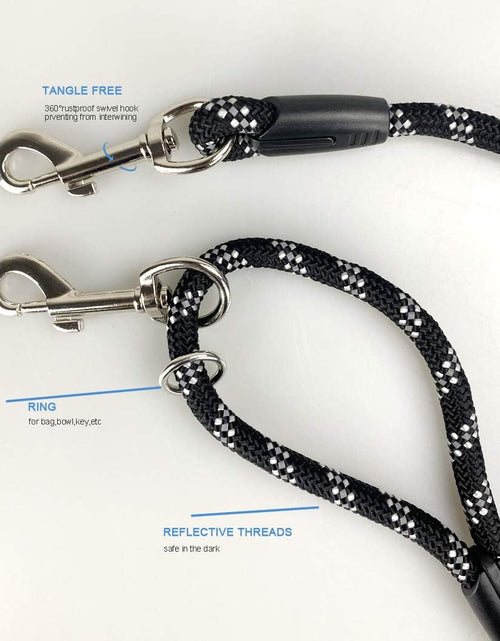 Load image into Gallery viewer, Long Rope Dog Leash for Dog Training 12FT 20FT 30FT 50FT, Reflective Threads Dog Leashes Tie-Out Check Cord Recall Training Agility Lead for Large Medium Small Dogs (10Mm*12Ft, Black)
