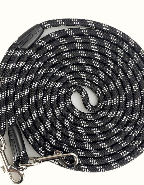 Load image into Gallery viewer, Long Rope Dog Leash for Dog Training 12FT 20FT 30FT 50FT, Reflective Threads Dog Leashes Tie-Out Check Cord Recall Training Agility Lead for Large Medium Small Dogs (10Mm*12Ft, Black)
