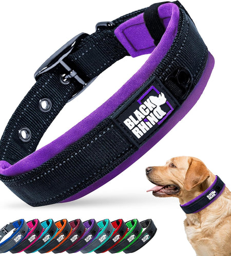 - the Comfort Collar Ultra Soft Neoprene Padded Dog Collar for All Breeds - Heavy Duty Adjustable Reflective Weatherproof (Medium, Purple/Bl)