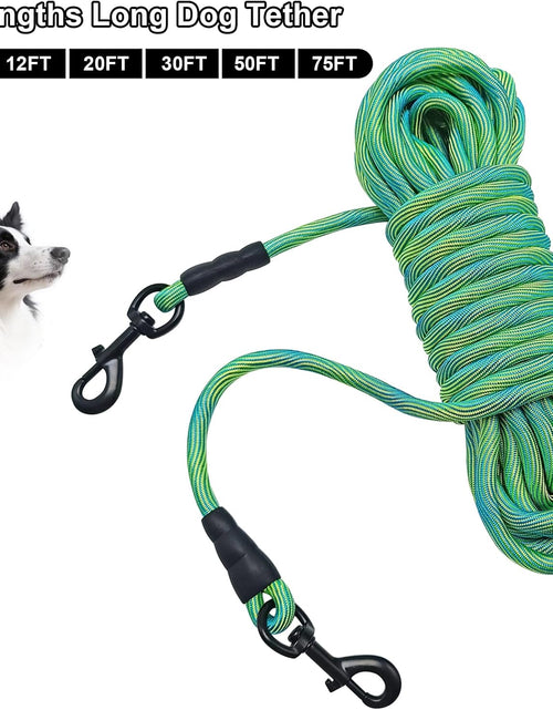 Load image into Gallery viewer, 8Ft/12Ft/20Ft/30Ft/50Ft/75Ft Dog Tie-Out Long Tether Rope Dog Leash, Outdoor Dog Yard Leash- Large Medium Small Dogs Training, Playing, Camping,Backyard
