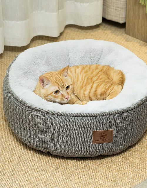 Load image into Gallery viewer, Cat Beds for Indoor Cats,Kitten Bed,Dog Bed for Extra Small Dogs Breeds,Puppy Kennel Bed, Comfy Durable Pet Sleeping Bed, Washable Roun Cat Bed &amp; Non-Slip Bottom, Size 18"L X 18"W X 6.5"Th
