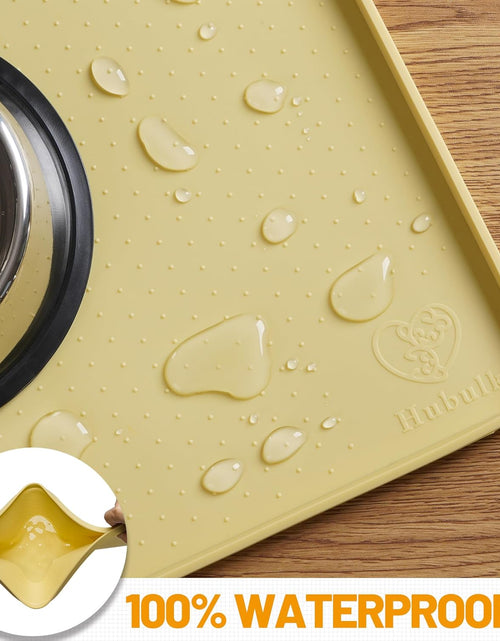 Load image into Gallery viewer, Dog Feeding Mat,Silicone Pet Food and Water Bowl Placemat,Dishwasher, High Raised Edge to Prevent Spills,Nonslip Waterproof Tray to Stop Messes on Floor (24"X16"X0.5", Yellow)
