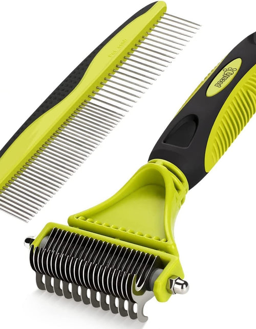 Load image into Gallery viewer, Pet Dematting Tool 2 Pack - Double Sided Undercoat Rake &amp; Dematting Comb for Detangling Matted or Knotted Undercoat Hair, Great for Medium or Long-Haired Dogs &amp; Cats
