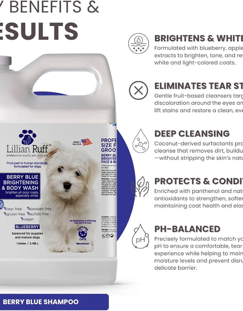 Load image into Gallery viewer, Berry Blue Brightening Face and Body Wash for Dogs - Blueberry Shampoo - Remove Tear Stains, Hydrate Dry Itchy Skin, Add Shine &amp; Luster to Coats (Berry Blue Shampoo Gallon/Pump)
